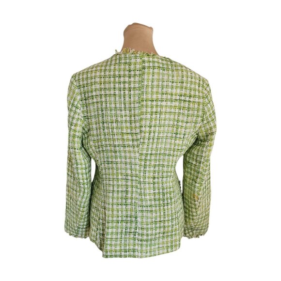 Zara Green Plaid Clueless Tweed Blazer Sz L - Picture 6 of 10